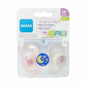 CHUPETE SILICONA MAM NIGHT 16+ M 2 U +CAJA ESTER