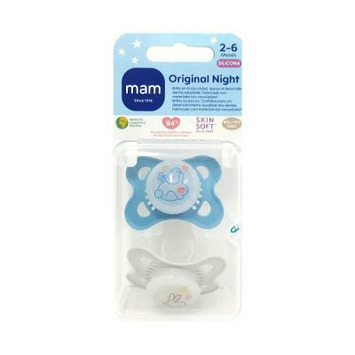 CHUPETE SILICONA MAM NIGHT 6+ M 2 U +CAJA ESTERI