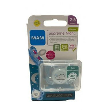 CHUPETE SILICONA SIMETRICA MAM SUPREME NIGHT 1 U