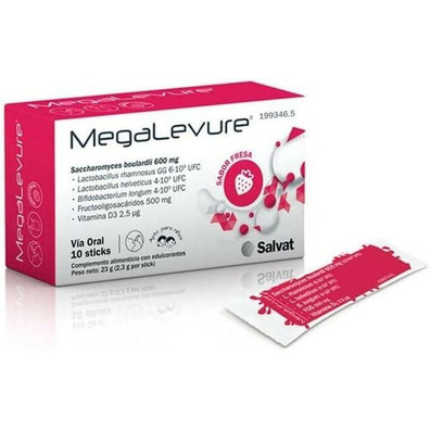 MEGALEVURE 10 STICKS SABOR FRESA